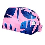 2 Stück Arbeitskappe mit Knöpfen und Schweißband, Unisex, verstellbar, zum Zurückbinden, Mützen, Bouffant-Kappen, Schwarz / Weiß, Zebras, Multicolored-2, O