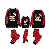ROYIYI Weihnachts Pyjamas für Familie,Damen Herren Kinder Baby Junge Mädchen Schlafanzüge Pullover Top mit Hirsche Aufdruck Plaid Hose Christmas Matching Family Pyjamas S