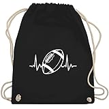 Shirtracer American Football Outfit Trikot - Football Herzschlag - weiß - Unisize - Schwarz - Fun - WM110 - Turnbeutel und Stoffbeutel aus Baumw