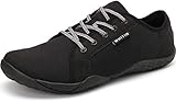 WHITIN Damen Canvas Sneaker Barfussschuhe Traillaufschuh Barfuss Schuhe Barfußschuhe Barfuß Barfußschuh Zehenschuhe Minimalschuhe Laufschuhe für Frauen Hallenschuhe Outdoor Schwarz gr 39 EU