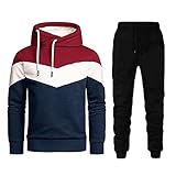 Jogginganzug Herren Trainingsanzug Farbabstimmung Sporthose Baumwolle Strickjacke Mode Hoodies Kapuzenjacke Sportanzug Casual Outdoor Kapuze Sportbeklfeidung Fitness Elastisch Sweatshirt Set M