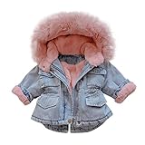 Übergangsjacke Kinder Mädchen Jeansjacke Baby Jacke Parka Mantel Herbst Jeans Winterjacke Wintermantal Kapuzenjacke Herbstjacke Herbstmantal Daunenjacke Babyjacke Steppjacke Plüschjacke Fleecejack