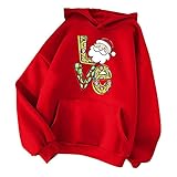 October Festival Kostüm Frauen Damen Mode Casual Fun Weihnachten Druck Kapuzenpullover Lose Sport Tops Pullover, rot, 48