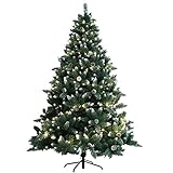 MTYQE 1,2 cm künstlicher Weihnachtsbaum, beflockter Schnee-Weihnachtsbaum mit Tannenzapfen Metallständer für Festliche Feiertagsdekoration, Veranda-G