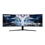 Samsung Odyssey Neo G9 Curved Gaming Monitor S49AG952NU, 49 Zoll, DWQHD, Quantum Mini-LED, AMD FreeSync Premium Pro, G-Sync kompatibel, Krümmung 1000R, Bildwiederholrate 240 Hz, Schwarz/Weiß