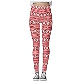 Fangvvi Damen Leggings Yoga Hose Lang Laufhose Yogahose Mit Weihnachts-Druck Sporthose Slim Fit Pants High Waist Jogginghose Christmas-Geschenk FüR Frauen HüFthebende Sportlegg