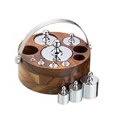 KitchenCraft Living Nostalgia Küchenwaagen-Gewichte-Set (Metrisch) mit Holzgriff, in Geschenkbox, Poliertes Metall, 10-teilig