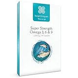 Healthspan Omega 3, 6 & 9 1.200 mg | 90 Kapseln | Gehirn, Augen- und Herzgesundheit | Omega-3-Fettsäuren EPA & DHA | Omega-6-Fettsäuren LA & GLA | Omega-9-Fettsäure Oleinsäure | Nachhaltig gew