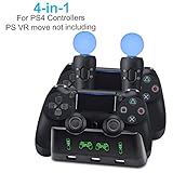 AMANKA PS VR Controller Ladestation für PS4 / PS VR/Move-Motion-Controller, 4-in-1-Ladestation für Desk Station Ladestation mit 3 USB charge-port für Playstation PS4 PSVR VR M