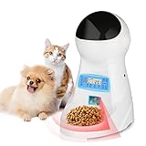 Automatischer Futterspender für Katzen, Futterautomat mit programmierbarem Timer für bis zu 4 Mahlzeiten am Tag, 3,5 L Automatik Pet Feeder, LCD Bildschirm und Sprachaufzeichnung für Katzen und H