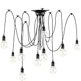 Lovebay Spinne Pendellampen Hängeleuchte E27 Industrie Deckenbeleuchtung Vintage Pendelleuchte Industrielle Deckenleuchte 1.8m Höhenverstellbar Spinne Lampe für Wohnzimmer Restaurant Café Bar, 10 Kop