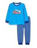 Playshoes Jungen Frottee Feuerwehr Zweiteiliger Schlafanzug, Blau (Blau 7), 98