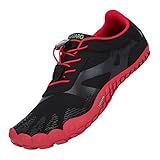 SAGUARO Barfußschuhe Herren Fitnessschuhe Damen Barfussschuhe Schnell Trocknend Traillaufschuhe Badeschuhe rutschfest Unisex Sommer Outdoor Straßenlaufschuhe Rot 39