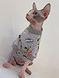 ZHIHAN Sphinx-Katzenkleidung, Baumwollunterhemd, Deutsche Katze haarlose Katzenweste, Anti-Drop, Pullover mit Ärmeln, M