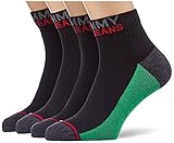 Tommy Hilfiger Unisex-Adult Tommy Jeans Quarter Socks, Green/Black, 39/42