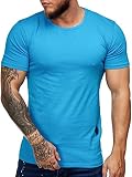 OneRedox Herren Rundhals T-Shirt Poloshirt Polo Longsleeve Kurzarm Shirt Modell 7031 Türkis M