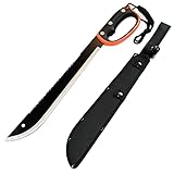 Swords and more Jungle Machete – mit Sägerücken, echt scharfe Machete aus Edelstahl mit No-Slip Griff & Scheide 55cm, Machete als Gartenmesser, Buschmesser & Survival M