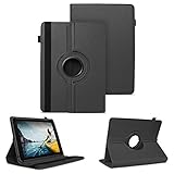 NAUC Tablet Hülle kompatibel für Medion Lifetab E10430 E10604 E10412 E10511 E10513 E10501 Tasche Schutztasche Case 360° Drehbar, Farben:Schw