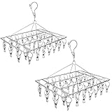 Wäscheständer für Socken, Edelstahl, Edelstahl, 2 Pcs Hangers, 30 Pegs & 36 Peg