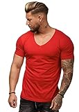 OneRedox Herren Shirt Hoodie Longsleeve Kurzarm Shirt Sweatshirt T-Shirt BS500 Rot M