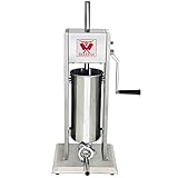 Beeketal 'BT05' Edelstahl Industrie Wurstfüllmaschine (5 L Volumen) SGS-geprüft, Profi Wurstfüller mit gehärtetem 2 Gang Vollmetall-Getriebe und 90° Aluguss Handkurbel, inkl. 5 Fülltü