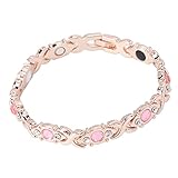 Frauen Magnetarmband, Magnetisch für Arthritis-Schmerzlinderung ~ Effektive Therapie für RSI & Karpaltunnel, Förderung der Entspannung Balance Schlaf Titanstahlarmbänder(Roségold)