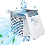 Magcubic Mobile Klimaanlage, 4 in1 Mini Air Cooler, 3 Geschwindigkeitsstufen Klimagerät, 7 Farben Nachtlicht, Luftreiniger/Klima Ventilator/Tragbare USB Luftkühler für Zimmer, Büro, Weiß