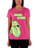 Rolling Stones Grün Tongue offiziell Damen Nue Rosa Skinny Fit T S