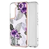 Lavender1 S22 Plus Hülle für Samsung S22 Plus Handyhülle Weiche TPU Crystal Clear Taschen für Samsung S22 Plus Silikon Blume Cover Schutzhülle Marmor Handy Handyhüllen für S22 Plus (F,S22 Plus)