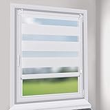 Sekey Doppelrollo - Duo Rollo Klemmfix ohne Bohren - 60cm x 130cm - Duo Rollos für Fenster und Tür - Sonnenschutz - Weiß