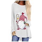 GFGHH Weihnachten Sweatshirt, Pullover Damen mit Schneeflocke Muster, Weihnachtspulli Rentier Drucken Christmas Vintage Langarmshirt Frauen Oberteile Rundhals Xmas Shirt Pulli Sport Top