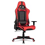 IntimaTe WM Heart Gaming Stuhl, Gamer Stuhl Computerstuhl, Ergonomischer Racing PC Bürostuhl Höheverstellbar 135°, Drehstuhl mit Kopfkissen und Taillenstütze, Chefsessel Schreibtischstuhl (Rot)