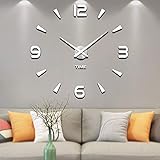 Vangold Moderne Mute DIY große Wanduhr 3D Aufkleber Home Office Decor Geschenk (Silber-73)