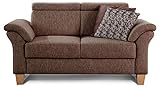 Cavadore 2-Sitzer Sofa Ammerland / Couch mit Federkern im Landhausstil / Inkl. verstellbaren Kopfstützen / 156 x 84 x 93 / Strukturstoff b