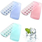 Eiswürfelbehälter mit Deckel, 21 Fächer Eiswürfelform, versiegelt und wasserdicht, stapelbare Eiswürfelbehälter, 3 Stück, Blau & Grün & Pink