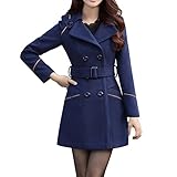 LAEMILIA Damen Winter Mantel Klassischen Doppelten Breasted Trenchcoat Warm Schlank Vintage Jacke Windmantel Outw