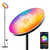 STASUN Intelligente LED Stehleuchte, Super Helle Wi-Fi Stehlampe RGB LED 2000 Lumen Moderne Dimmbare Farbwechselnde Leseleuchte für Wohnzimmer Schlafzimmer Büro mit Alexa & Google Home (Schwarz)