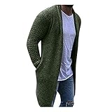 Supertong Herren Strickjacke Lang Cardigan Grobstrick Pullover Mit Schalkragen Strickmantel Strickcardigan Open Front Herbst Winter Einfarbig Stricken Mantel Casual Übergroßer Strickpullover Outw