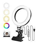 Ringlicht, 6,3'' Selfie LED licht Ringleuchte, Videokonferenz-Beleuchtungsset, Zoom Licht, Webcam Licht, Ringlampe mit Clip, RGB Ring Light, Ring licht für Laptop Tiktok Video Calls Live-S