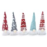 Weihnachtsbaum hängende Zwerge Lichter Ornamente 5er-Set schwedische handgemachte Zwerge Santa Elf Home Decoration Holiday D