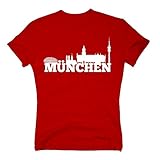 Shirt Department - Herren T-Shirt - München Skyline rot-Weiss 5XL