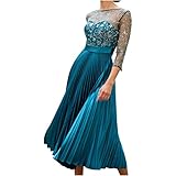 Komiseup Partykleid Damen Elegant Sexy Rundhals Durchsichtiges Rückenfreies Kleid Tunikakleid aus Sp