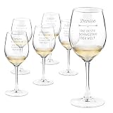 Murrano Weinglas mit Gravur - 6er Weingläser Set - 350 ml - personalisiert - Rotweingläser Weißweingläser - Geschenk Geburtstagsgeschenk für Frauen - Die beste Schw