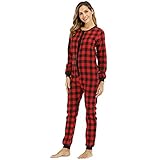 BIKETAFUWY Weihnachten Pyjama Damen Fleece Schlafanzüge Langarm Jumpsuit Weihnachtspyjama Kapuzen-Overall Strampler Clubwear Nachtwäsche Plüsch Onesie Hausanzug