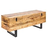 Invicta Interior Industrial Truhenbank Factory LOFT 115cm Mangoholz Natur Sitzbank mit Stauraum Holzbank T