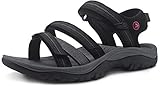 ATIKA Damen athletische Outdoor-Wandersandalen mit geschlossenem Zehensystem, leichte Sportsandalen geeignet Walking, Trailing, Wandern, Wasserschuhe im Sommer, W216 1pack - Black & Grey, 42 EU