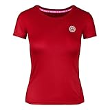 BIDI BADU Damen Shirt Mit Rundhalsausschnitt Schnelltrockendes Trainingsshirt Sport Tshirt Rot - Eve Tech Roundneck Tee - red, GRÖßE:L