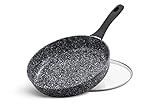 EB-3439 Induktion Bratpfanne mit Deckel, Keramik Granit Antihaftbeschichtet Frying Pan mit Hoher Rand, 26 cm Durchmesser, PFOA Frei, für Gas-, Elektro- und Induk