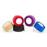 12x Selbstklebender Verband - Selbsthaftende Bandage - Pflaster Rolle - Fingerpflaster - Haftbandage - Fixierbinde - Elastischer Verband - Binde - Pferd - schwarz blau lila weiß rot hautfarb