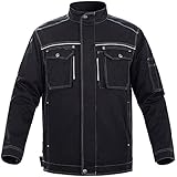 NHY Arbeitsjacke, reflektierender Streifen Anti-Branding-Fleckenbeständigkeit Schwarzer Schweißer, Fabrik, BAU, Autowerkstatt, Arbeiterjacke Arbeitskleidung,Top,M